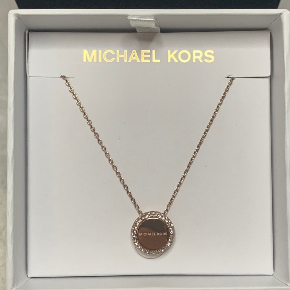 NWT - Michael Kors Rose Gold Pendant Necklace - Picture 1 of 6